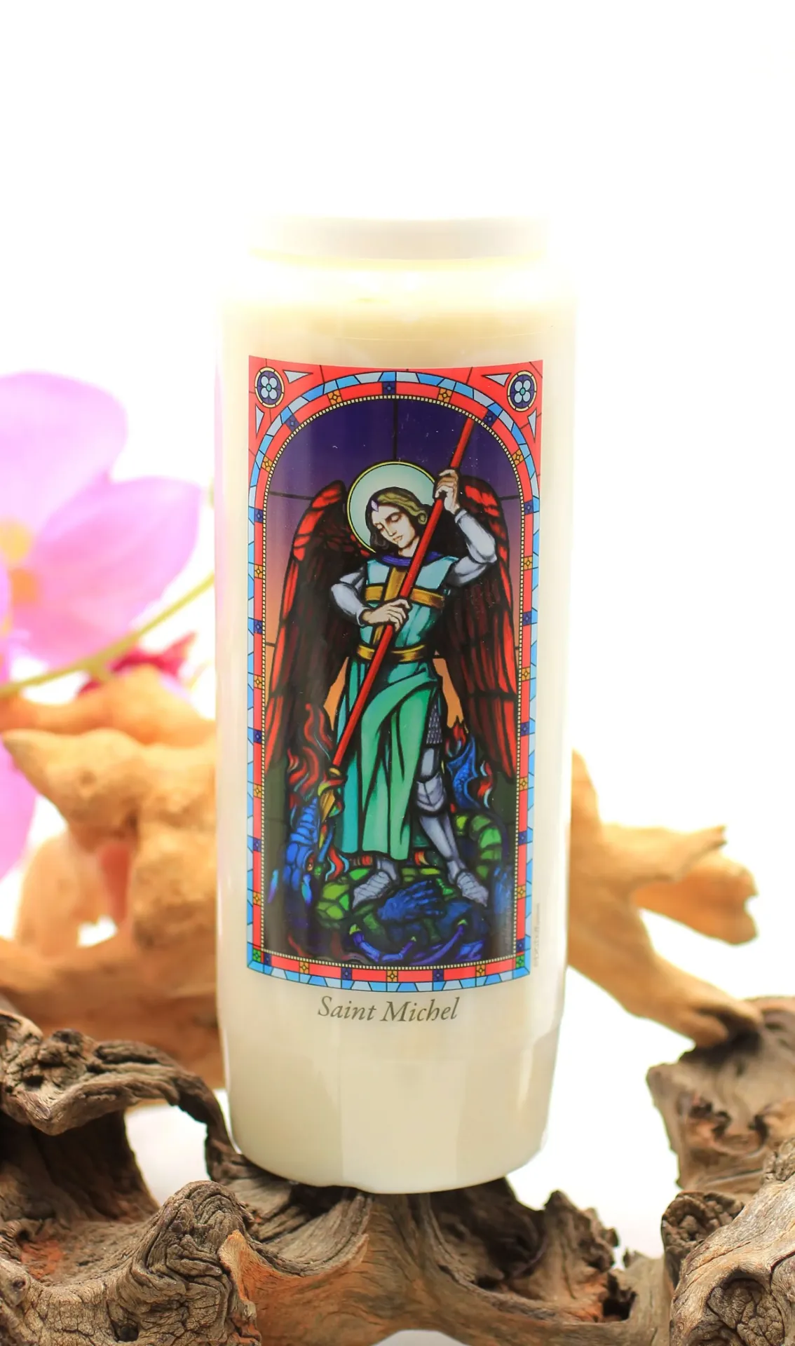 Bougie Neuvaine Saint Michel 17,5cm - Cire Végétale - Culte Chrétien, Prière